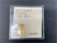 1/100th Troy oz. of .9999 fine gold from Scottsdal