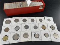 Box lot of individually packaged foreign coins: Po