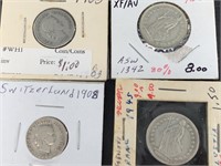 Assorted Swiss coins including some silver, betwee