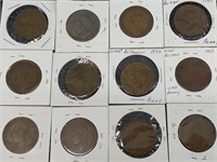 12 British large pennies, George the Sixth