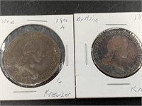 2 Austrian coins: 1800 A Six Kreuzer and 1800 C 3