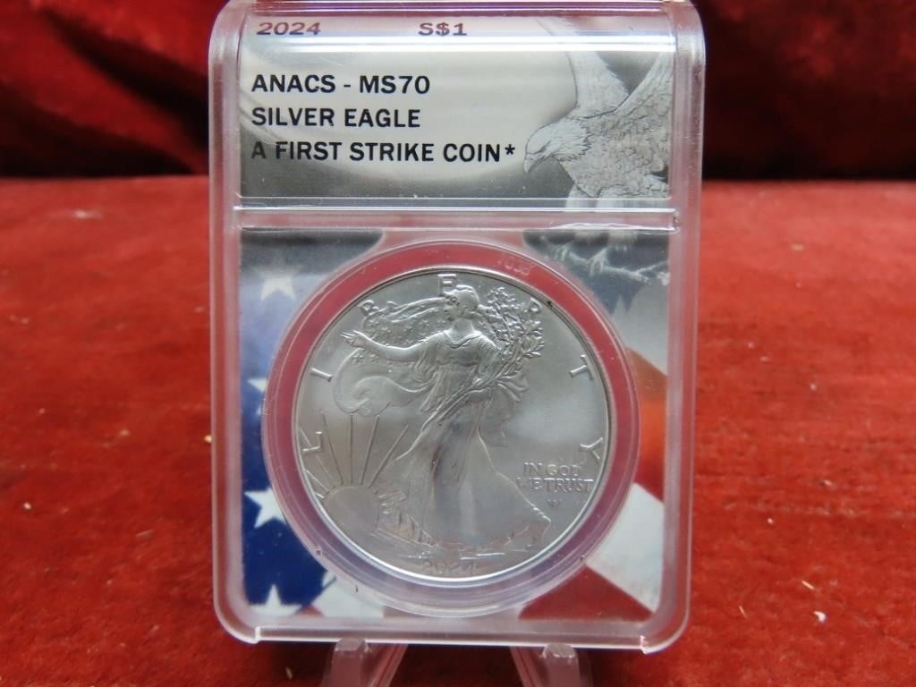 2024 ANACS MS 70 Graded fine Silver Eagle 1 oz. US