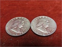 (2)Franklin Silver Half dollar US Coins.