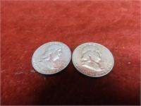 (2)Franklin Silver Half dollar US Coins.