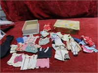 Bisque doll & clothes lot.