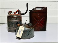 (3) Vintage Metal Gas Cans