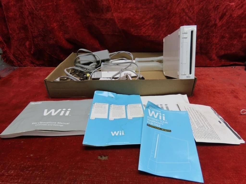 Wii game console, remote, accessories.