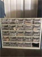 25 DRAWER BITS AND BOBS ORGANIZER FULL OF BITS