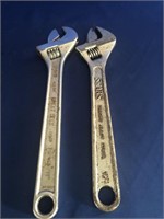 2- 12 INCH SMOOTH JAW ADJUSTABLE WRENCHES
