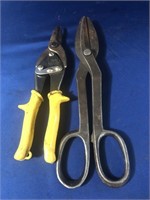 PAIR OF SHEERS AND A PAIR OF TIN SNIPS.   12 &