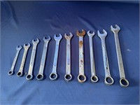 TEN COMBINATION WRENCHES