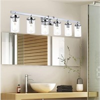 5 Light Farmhouse Bathroom Light Fixture - Chrome