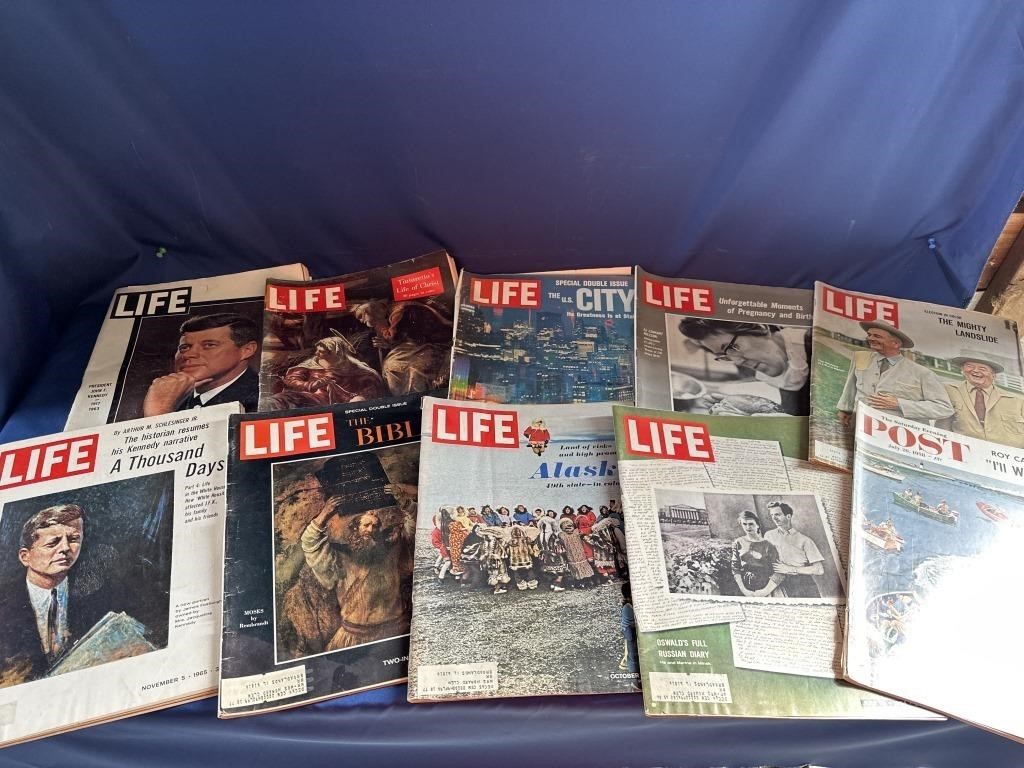ALL THE VINTAGE LIFE MAGAZINES AND A POST MAGAZINE