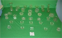 Crystal and glass open salts, tooth pick holders a