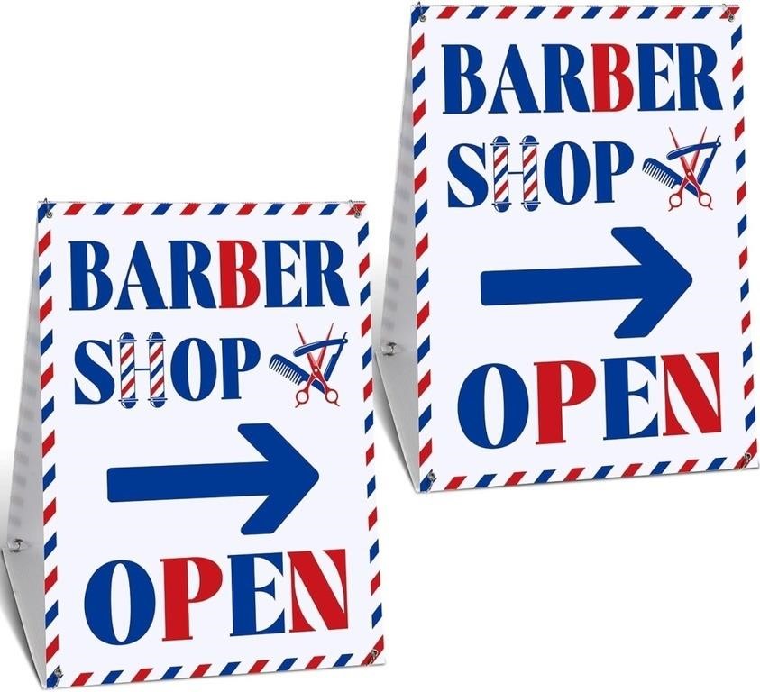 2 Set Barber Shop Open Sign Kit - 4 SIGNS