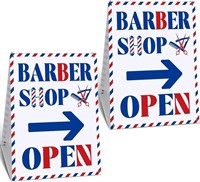 2 Set Barber Shop Open Sign Kit - 4 SIGNS