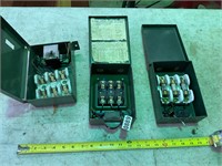 3- electrical boxes- porcelain fuse holders