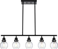 Linear Black Chandelier  5 Lights