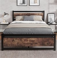 Bed Frame with Wooden Headboard-KING