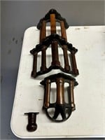 (2X)  Wood and Cast Iron Harness Racks
