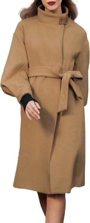 Women's Long Wool Coat-SIZE SMALL - KHAKI