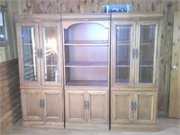 set of 3 oak shelves