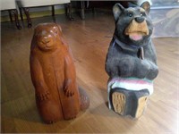 wood carved bear and beaver