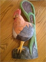 wood carved standing rooster
