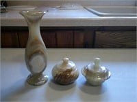 marble vase and jars
