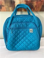 Delsey Blue Quilted Rolling Overnite Bag Suitcase