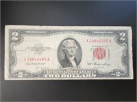 1953 $2 certificate bank note bill paper money.