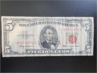 1963 $5 certificate bank note bill.