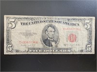 1953 $5 certificate bank note Bill