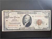 1929 $10 Dollar Bill. The Federal Reserve Bank