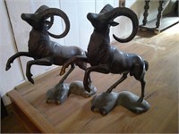 two bronze rams