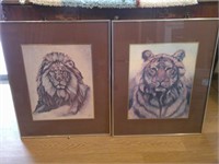 framed tiger and lion prints