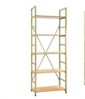 GOLD 5 Tier Adjustable Tall Bookshelf, 61.5"