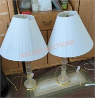 Pair of brass and Crystal table lamps