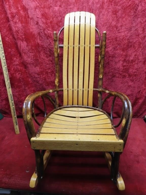 Bent wood & Oak rocking chair. Live edge.