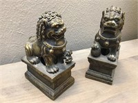Lot OF 2 Pot Metal Chinese Foo Dogs 4" Tall