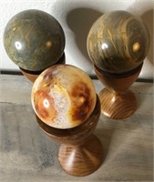 Trio Of Polished Stone Spheres 2" & 3"