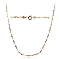 Italy 14K Rose Gold Pl Silver Diamond Cut Necklace