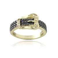Genuine Topaz & Diamond 14K Gold Pl Buckle Ring
