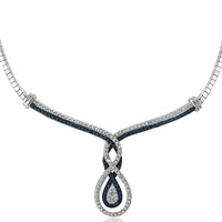 Genuine Blue & White Diamond 14K Gold Pl Necklace