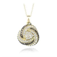 Genuine Diamond & Topaz 14K Gold Pl Necklace