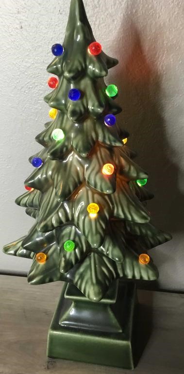 Vintage Light Up 2 Piece Ceramic Christmas Tree