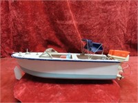 Vintage Lang Craft wood toy boat w/2 motors.