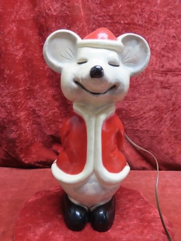 Vintage Blowmold Christmas Mouse light up Décor.