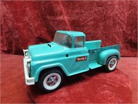 Buddy L Pressed steel turquoise pick up truck.