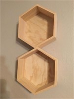 2 Hanging Wood Octagon Decorative Shadowboxes